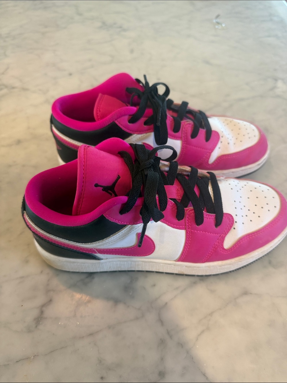 Jordan Kids Hot Pink and White Low-Top Sneakers - Picture 2 of 4